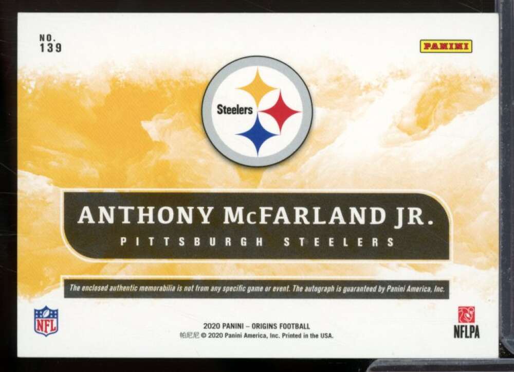 Anthony McFarland Jr. JSY AU Rookie Card 2020 Panini Origins #139  Image 2