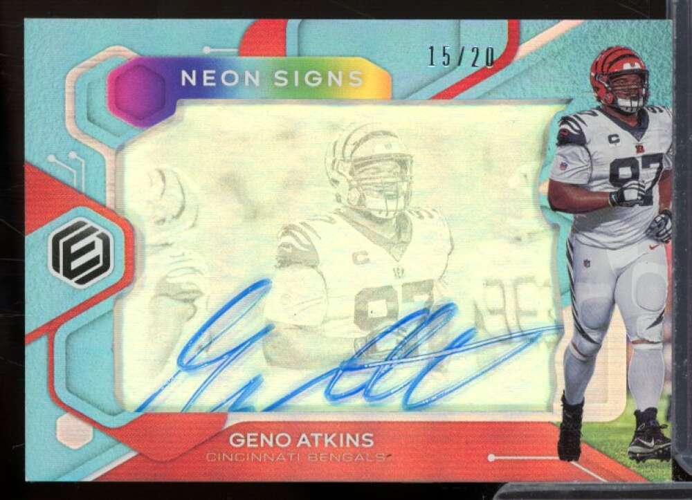 Geno Atkins Card 2020 Panini Elements Neon Signs Blue #18  Image 1