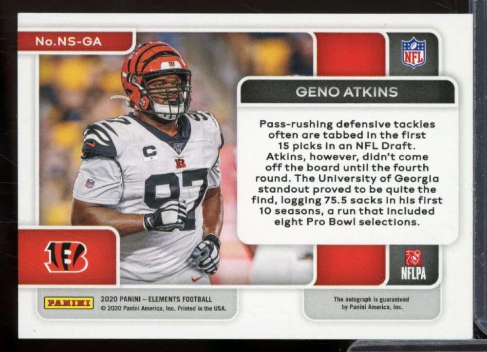 Geno Atkins Card 2020 Panini Elements Neon Signs Blue #18  Image 2