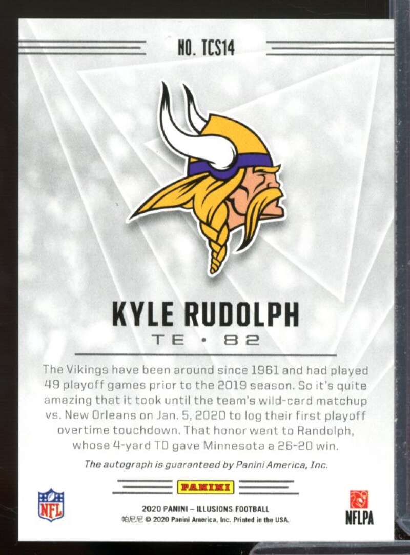 Kyle Rudolph Card 2020 Panini Illusions Trophy Collection Signatures Black #14  Image 2