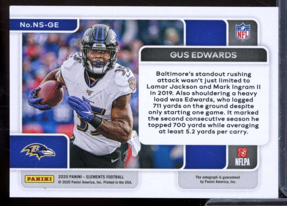 Gus Edwards Card 2020 Panini Elements Neon Signs Blue #37  Image 2