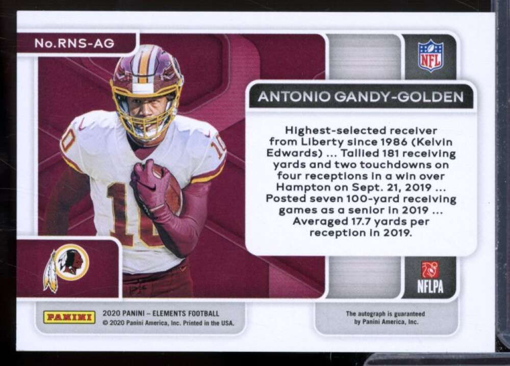 Antonio Gandy-Golden Rookie Card 2020 Panini Elements Rookie Neon Signs Red #35  Image 2