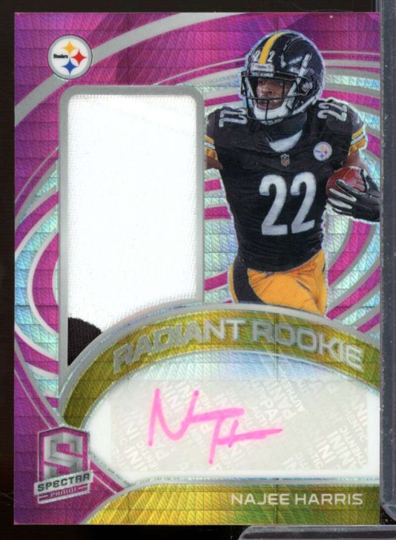 Najee Harris/15 2021 Panini Spectra Radiant Rookie Patch Signature Neon Pink #4  Image 1