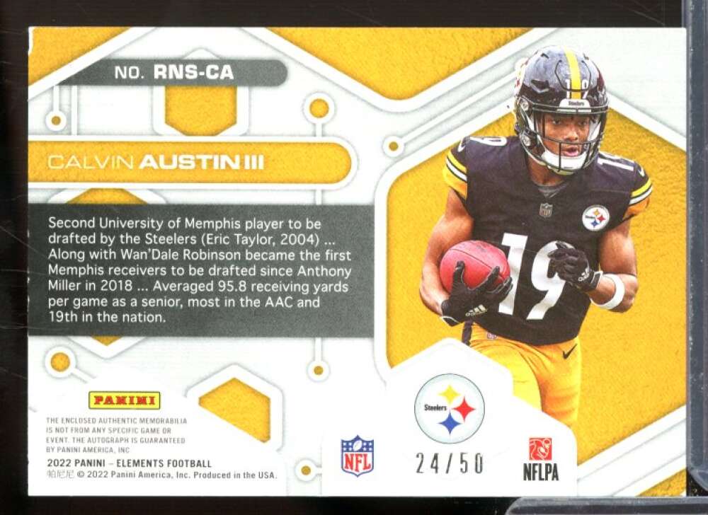 Calvin Austin III 2022 Panini Elements Rookie Neon Material Signs Standard #36  Image 2