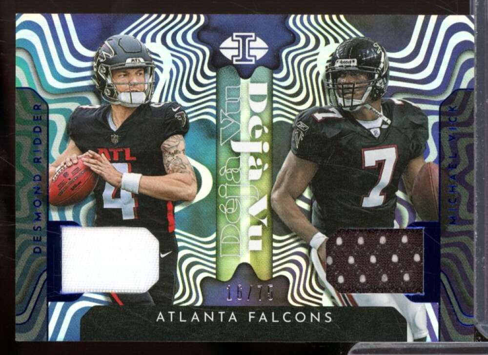 Desmond Ridder RC /Michael Vick 2022 Panini Illusions Deja Vu Materials Blue #4  Image 1