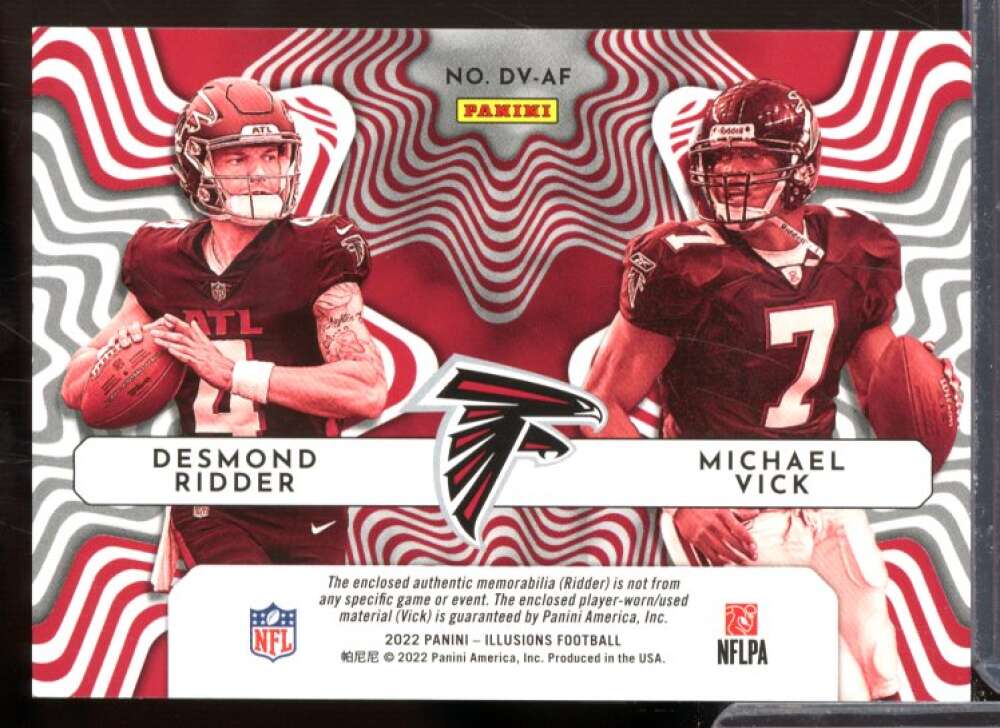 Desmond Ridder RC /Michael Vick 2022 Panini Illusions Deja Vu Materials Blue #4  Image 2