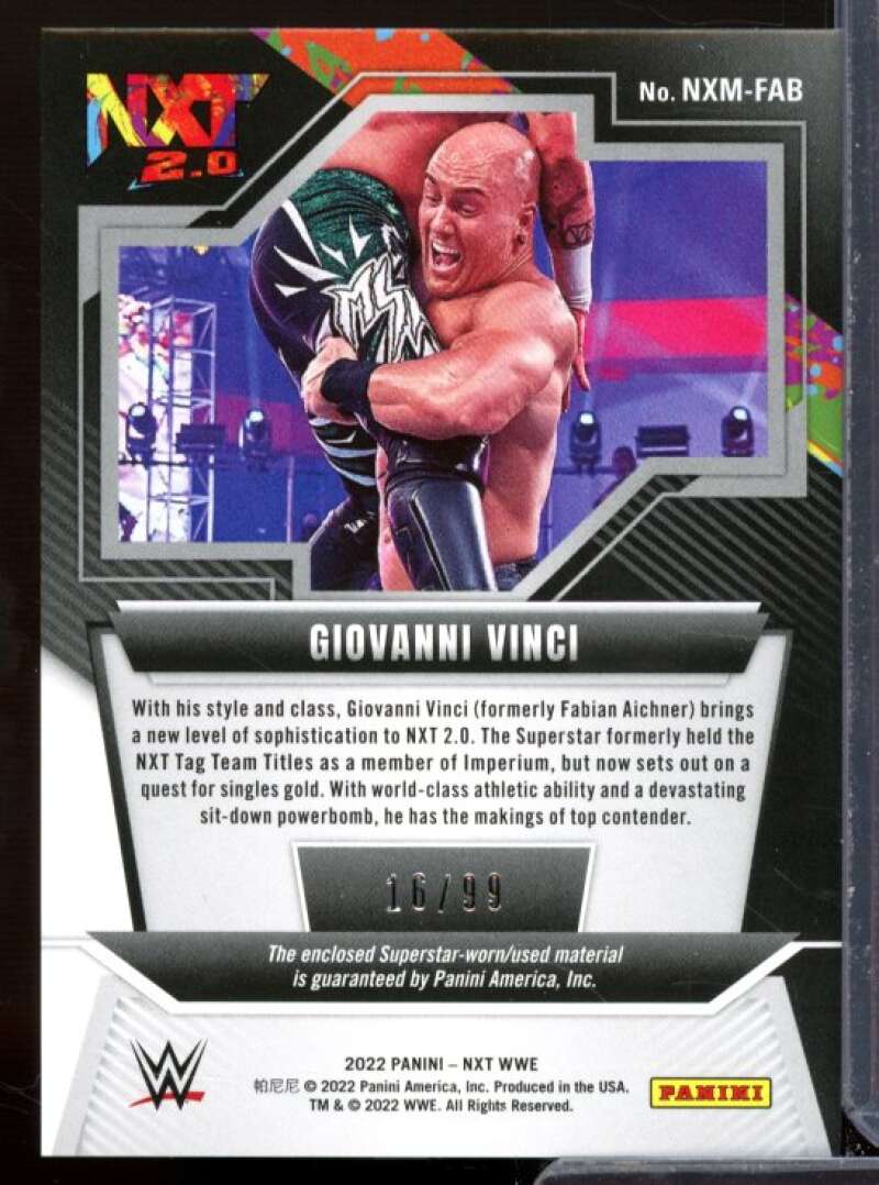 Giovanni Vinci Card 2022 Panini WWE NXT Memorabilia Red #NXMFAH  Image 2