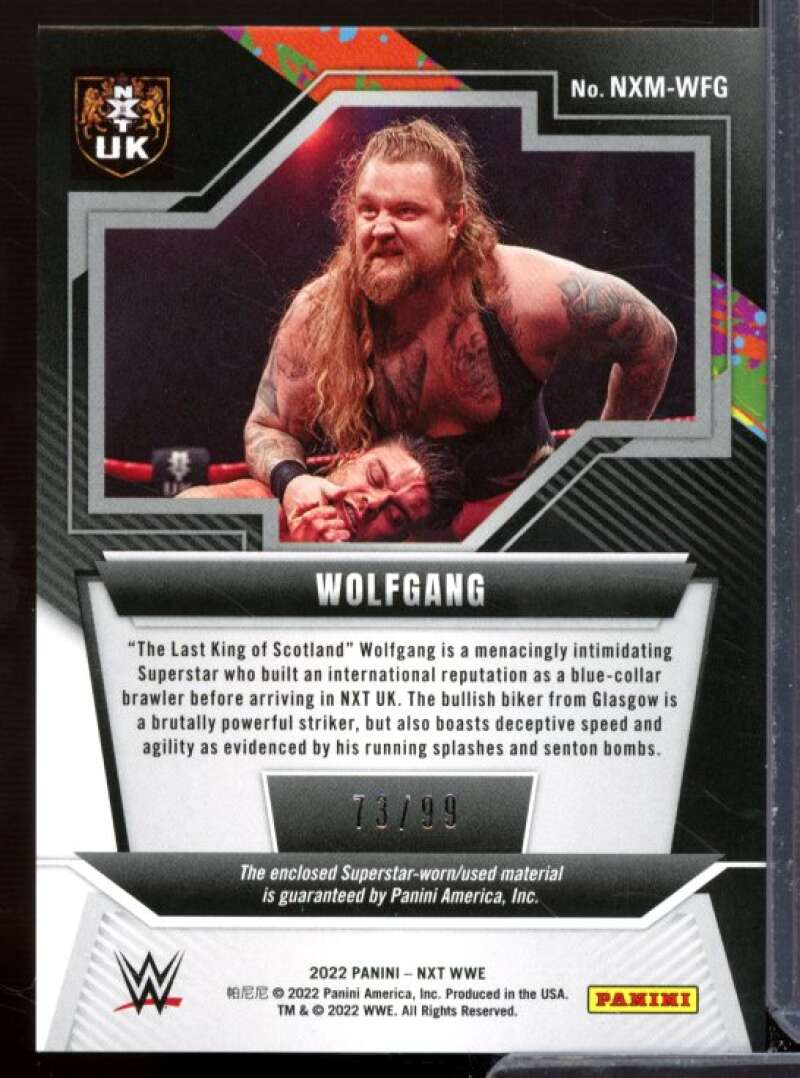 Wolfgang Card 2022 Panini WWE NXT Memorabilia Red #NXMWFG  Image 2