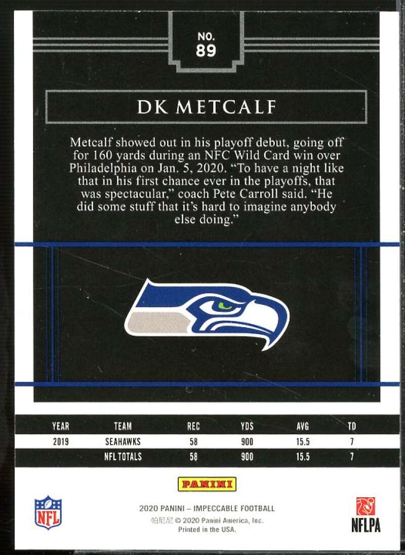 D.K. Metcalf Card 2020 Panini Impeccable Silver #89  Image 2