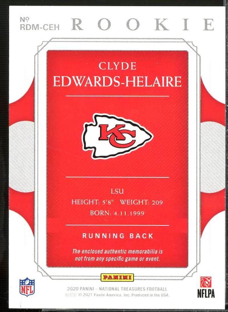 Clyde Edwards-Helaire RC 2020 Panini National Treasures Rookie Dual Materials #9  Image 2