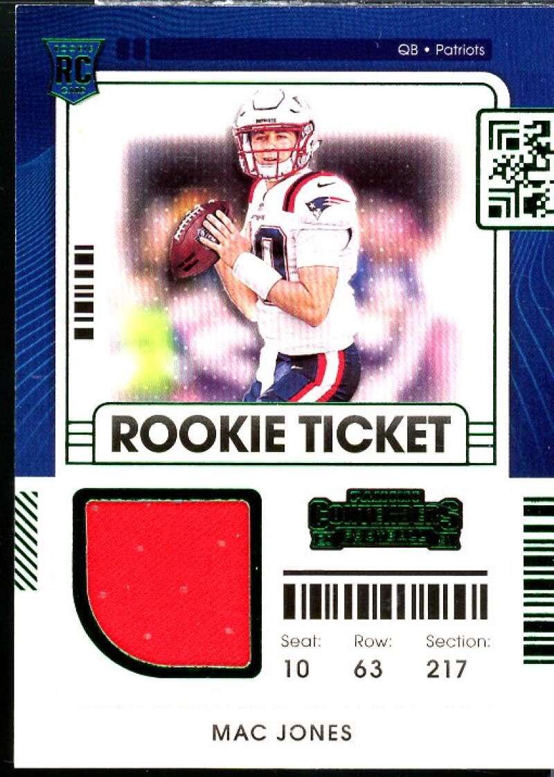 Mac Jones Rookie Card 2021 Panini Contenders Rookie Ticket Swatches #9  Image 1