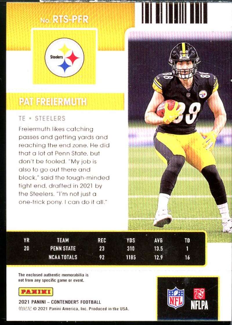 Pat Freiermuth Rookie Card 2021 Panini Contenders Rookie Ticket Swatches #17  Image 2