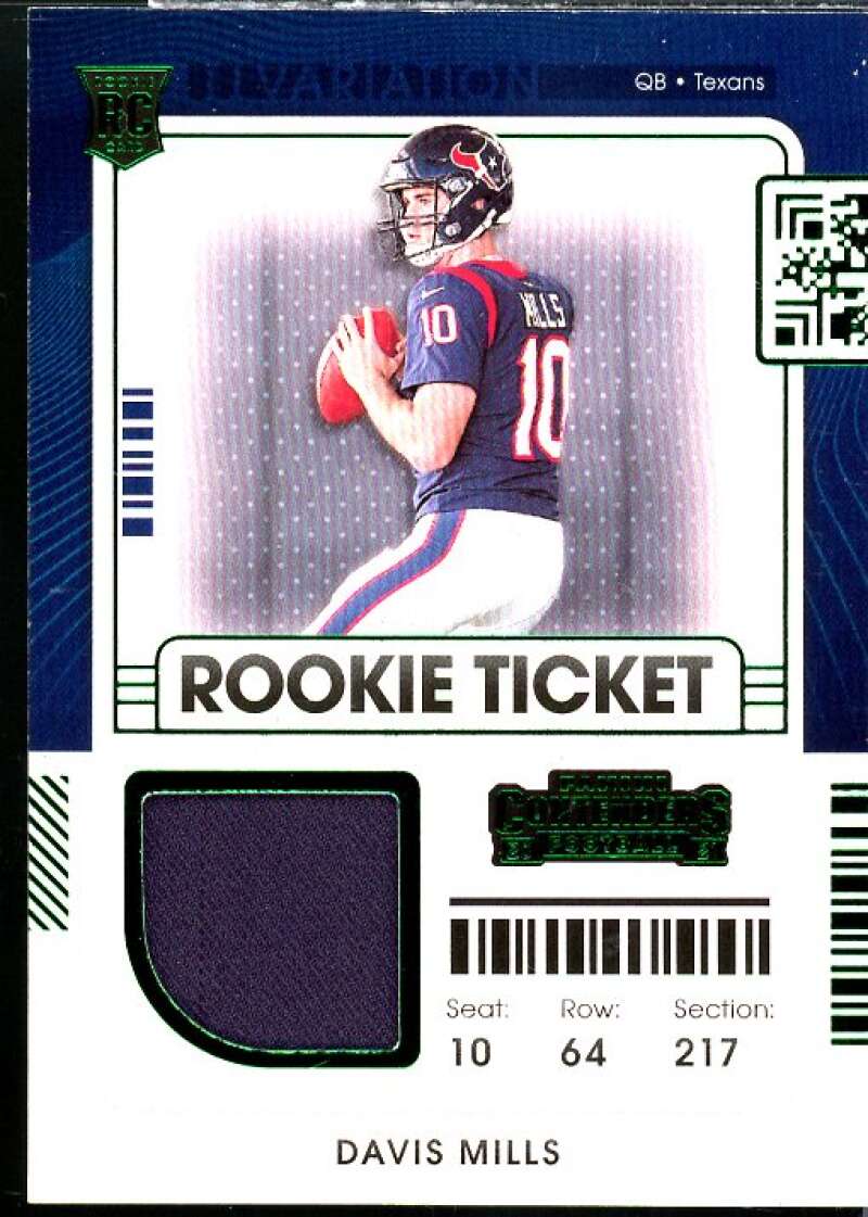 Davis Mills Rookie Card 2021 Panini Contenders Rookie Ticket Swatches #23  Image 1