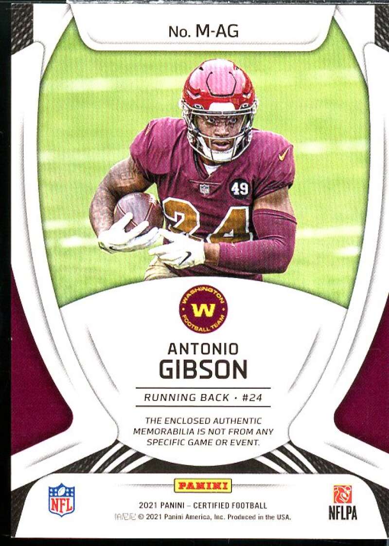 Antonio Gibson Card 2021 Certified Materials Red #38  Image 2