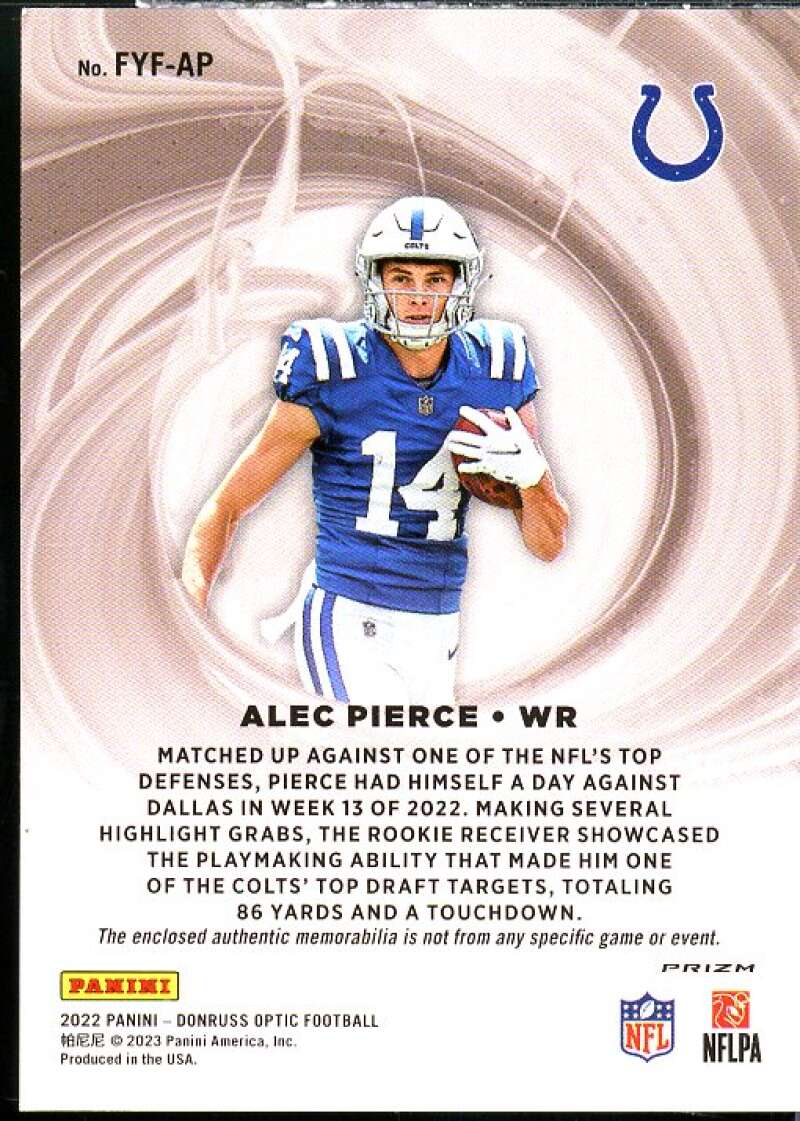 Alec Pierce Rookie 2022 Donruss Optic First Year Fresh Jerseys Blue Hyper #21  Image 2