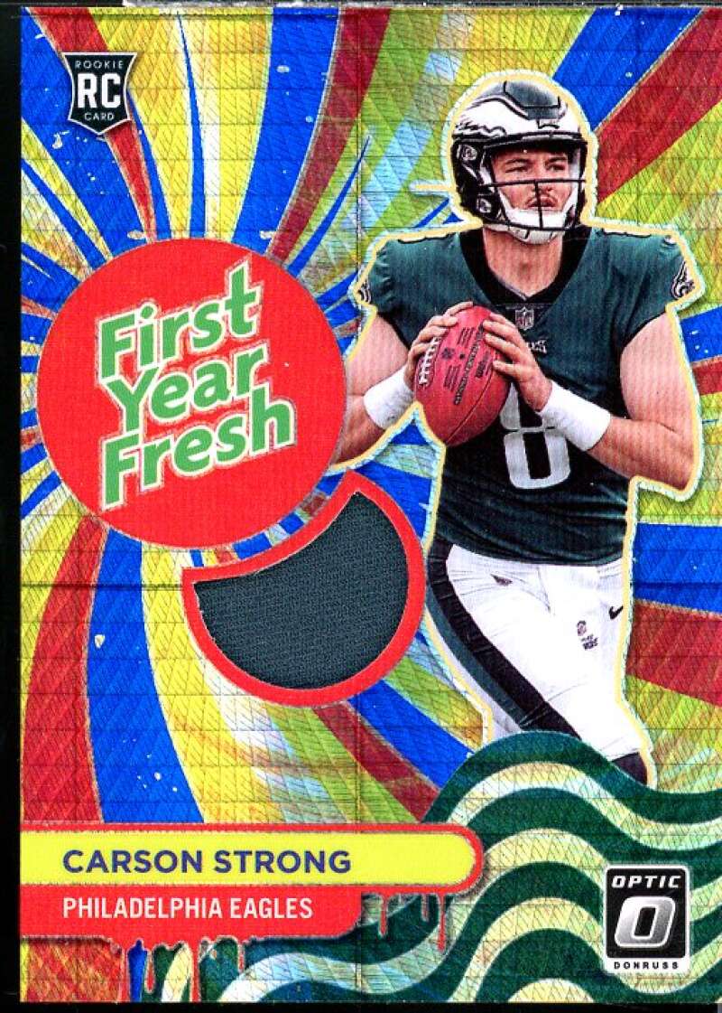 Carson Strong Rookie 2022 Donruss Optic First Year Fresh Jerseys Blue Hyper #11  Image 1