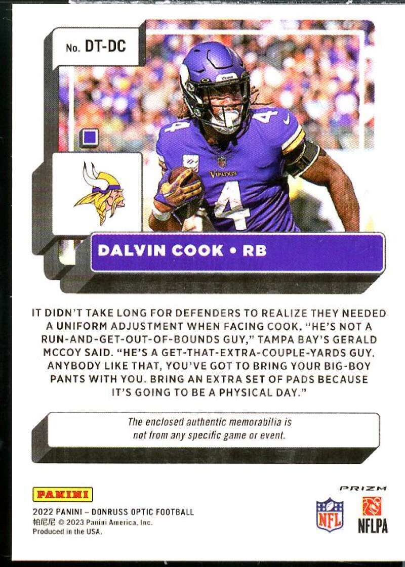 Dalvin Cook Card 2022 Donruss Optic Donruss Threads Blue Hyper #8  Image 2