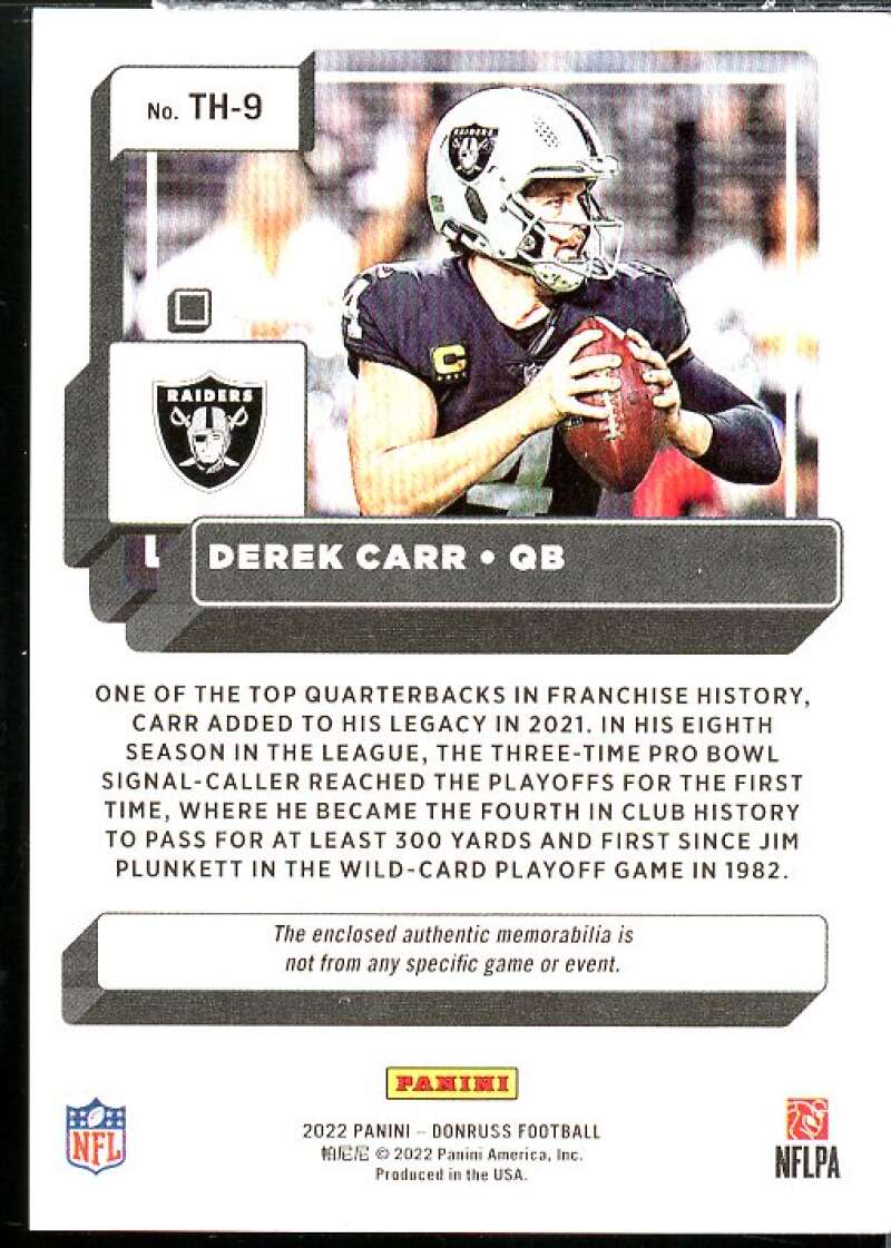 Derek Carr Card 2022 Donruss Donruss Threads #9  Image 2