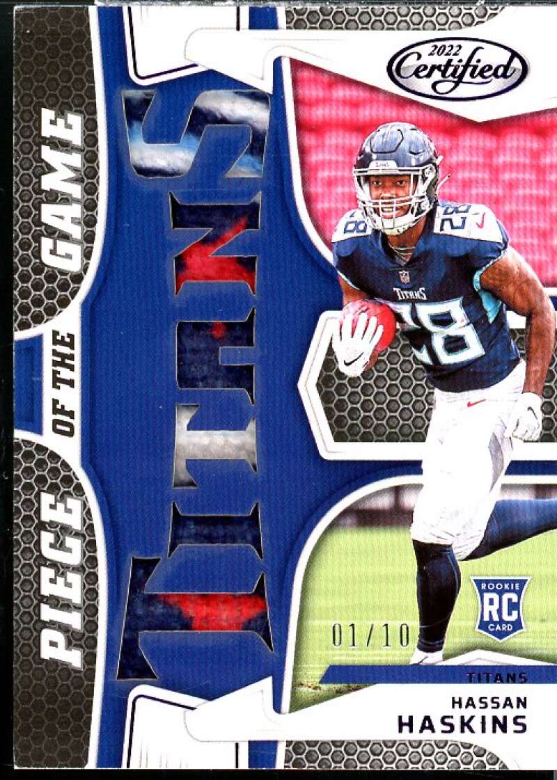 Hassan Haskins Rokie Card 2022 Certified Piece of the Game Purple #29  Image 1