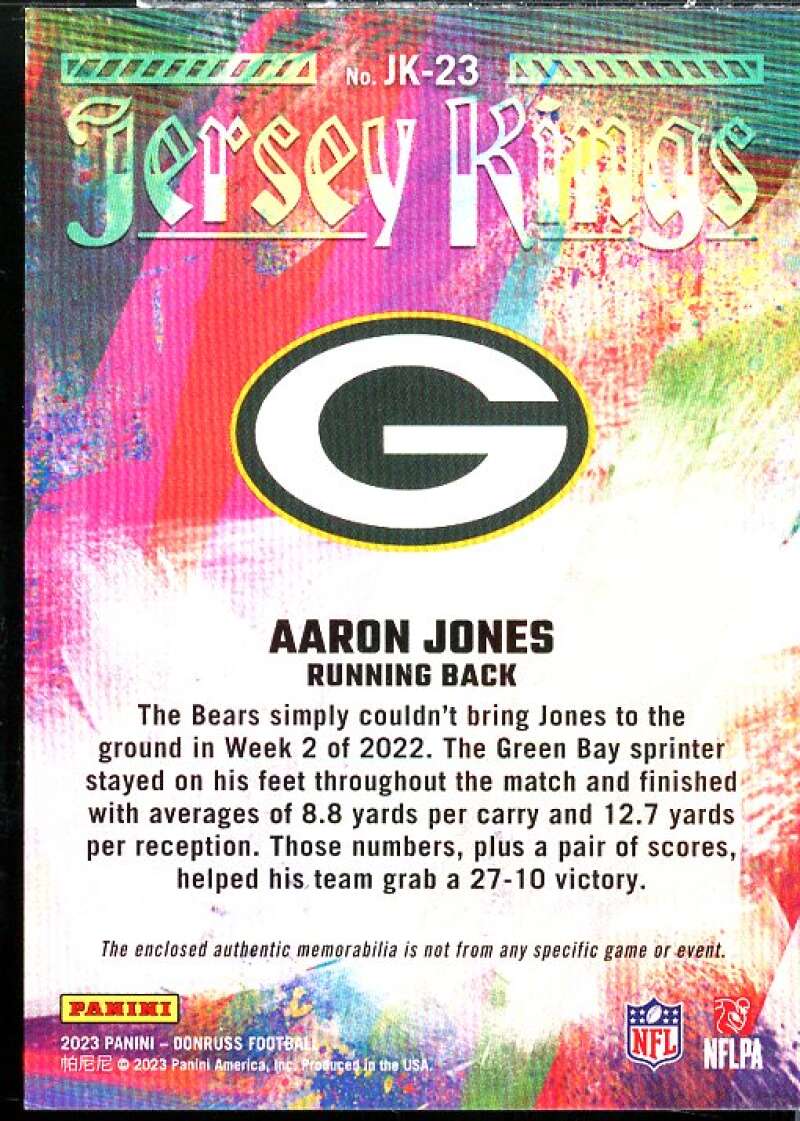 Aaron Jones Card 2023 Donruss Jersey Kings #23  Image 2