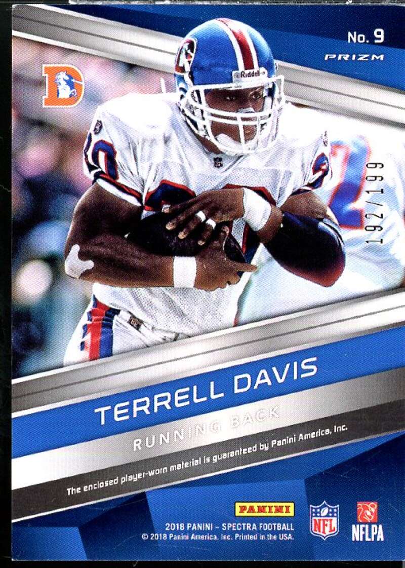 Terrell Davis Card 2018 Panini Spectra Epic Legends Materials #9  Image 2