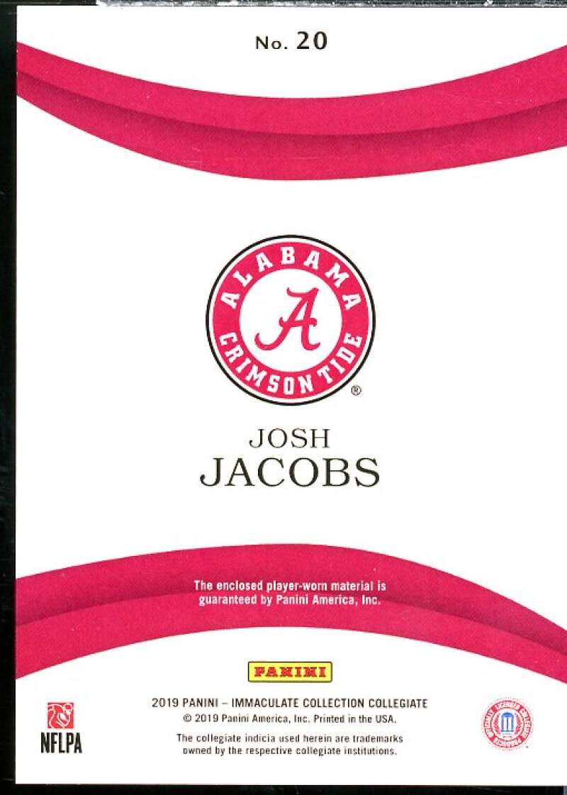 Josh Jacobs 2019 Immaculate Collection Collegiate Immaculate Jumbo Jerseys #20  Image 2