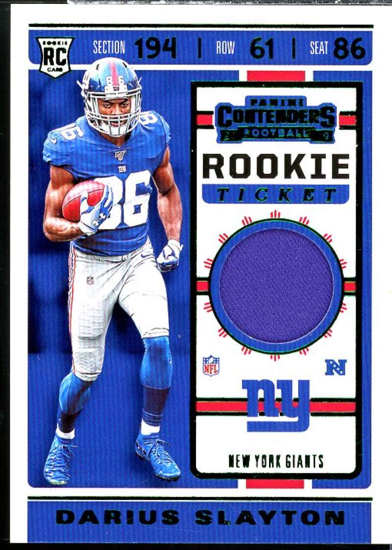 Darius Slayton Rookie Card 2019 Panini Contenders Rookie Ticket Swatches #RTS40  Image 1