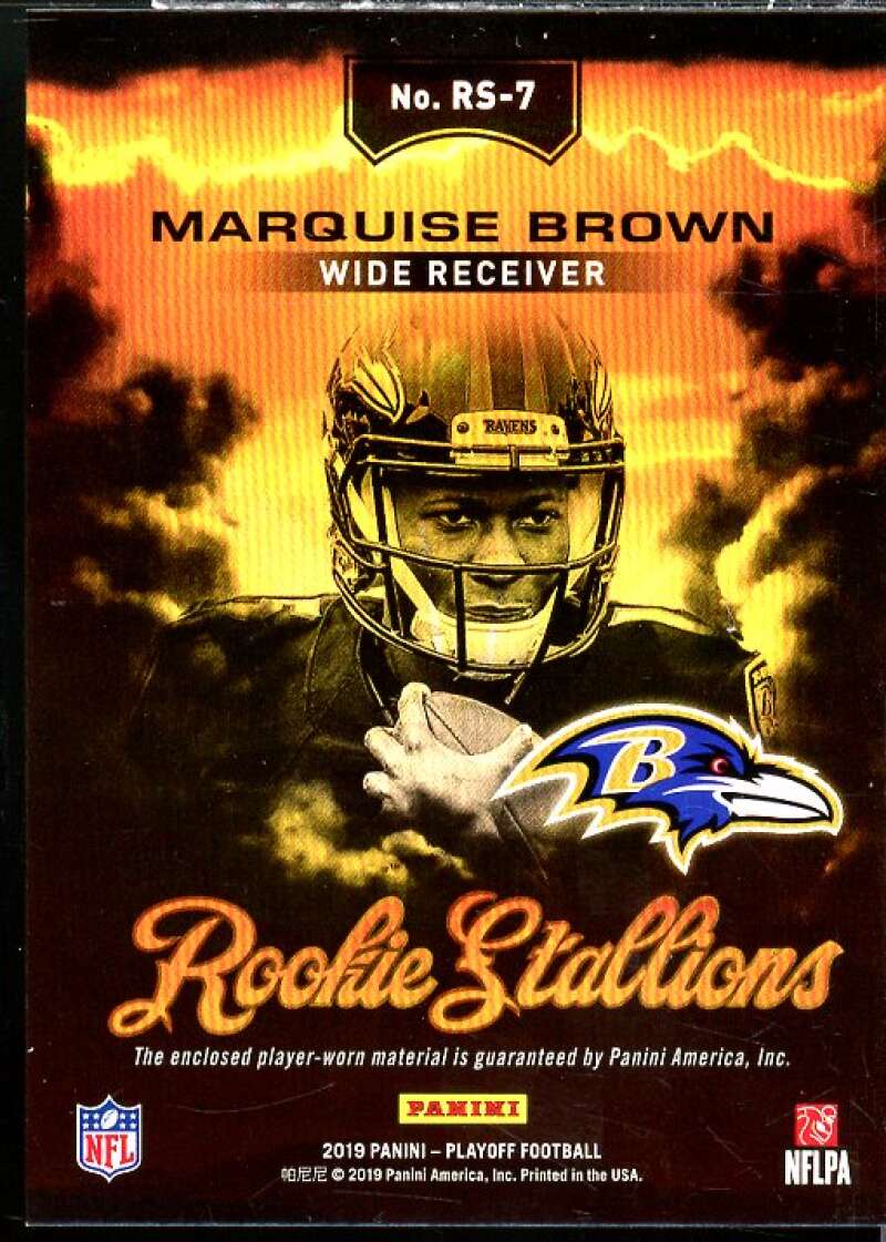 Marquise Brown Rookie Card 2019 Playoff Rookie Stallions Jerseys #7  Image 2