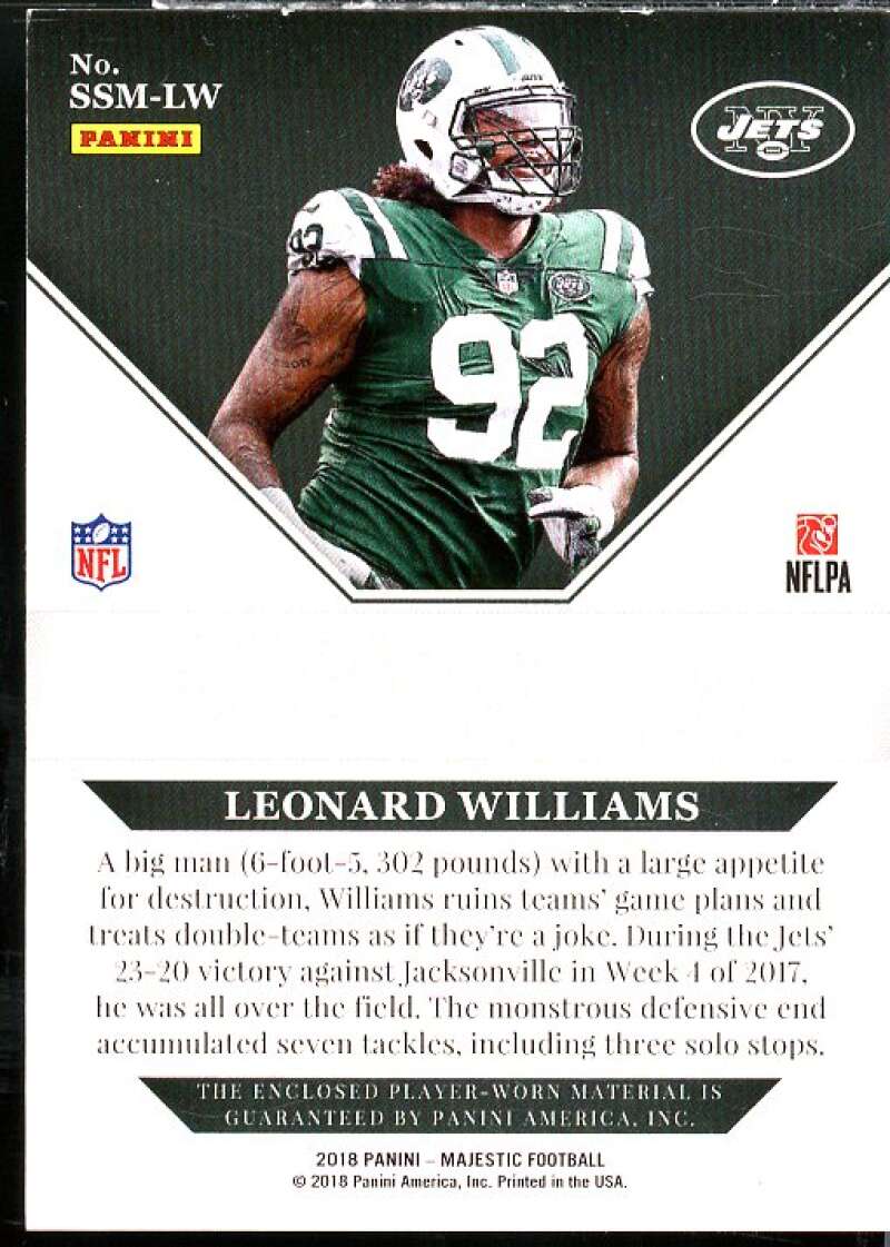 Leonard Williams Card 2018 Panini Majestic Showstoppers Materials Gold #19  Image 2