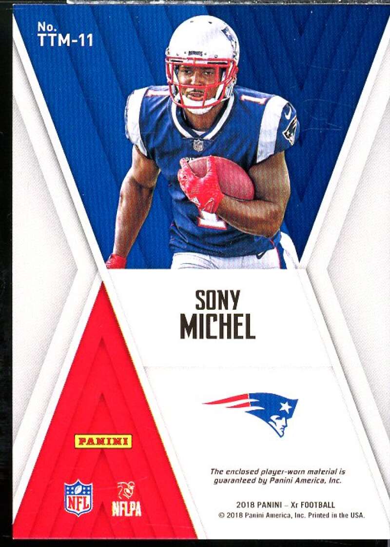 Sony Michel Card 2018 Panini XR Rookie Triple Threats Materials #11  Image 2