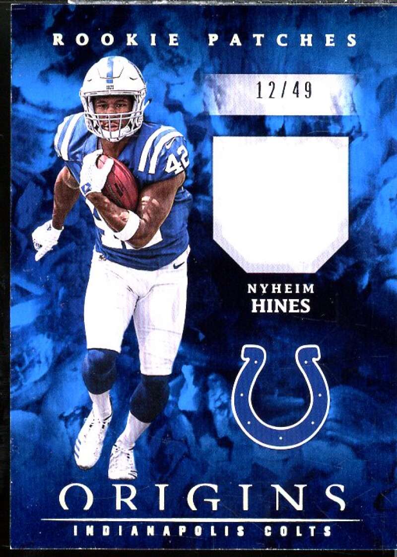 Nyheim Hines Rookie Card 2018 Panini Origins Rookie Patches Blue #19  Image 1