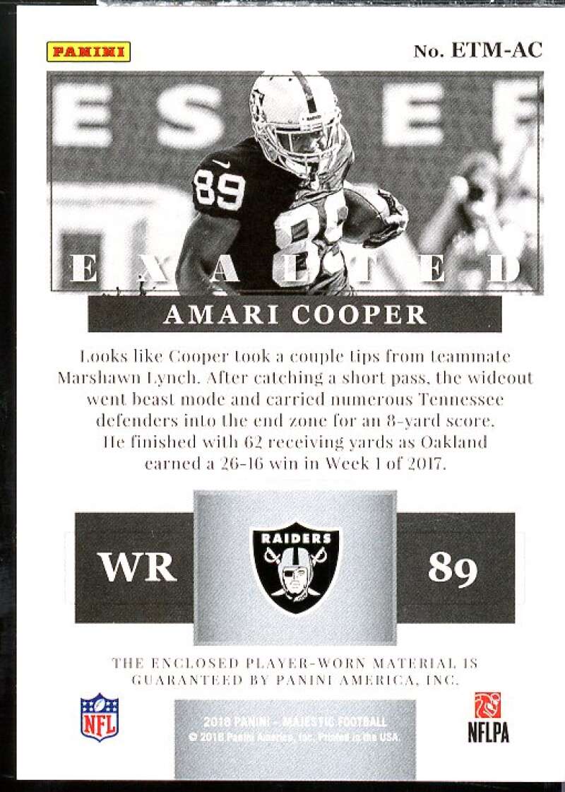 Amari Cooper Card 2018 Panini Majestic Exalted Triple Materials #1  Image 2