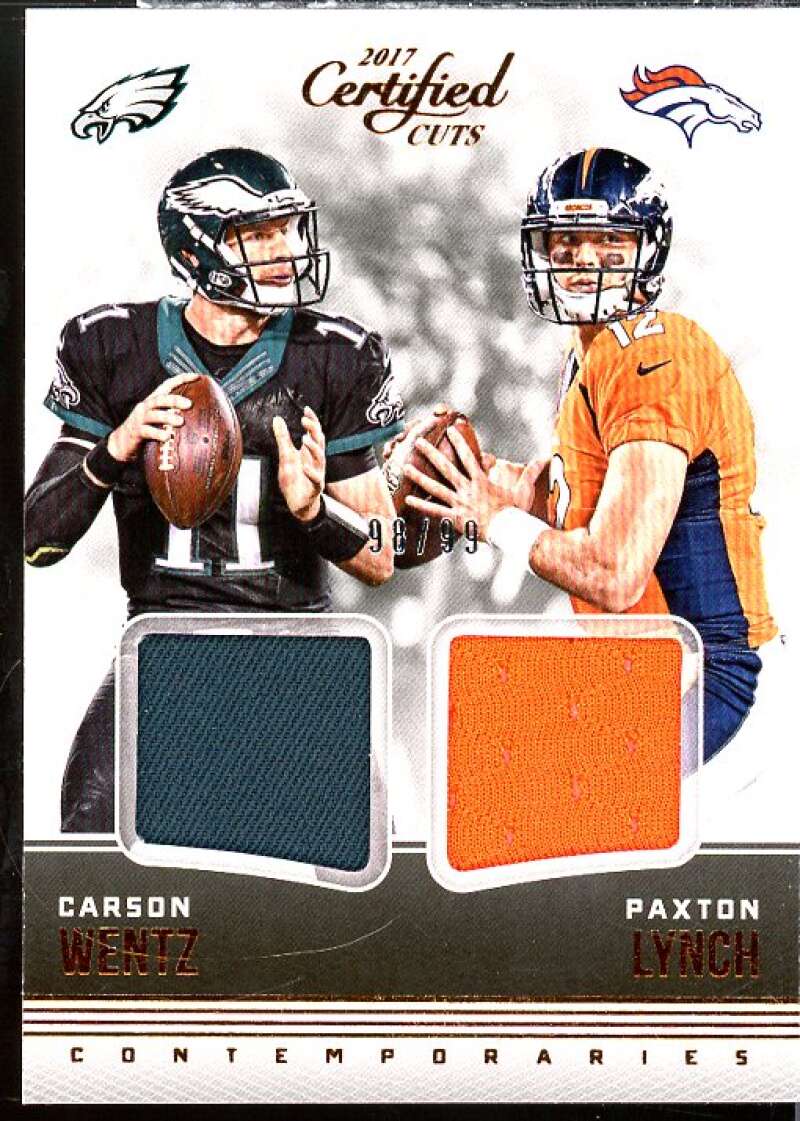 C. Wentz/Paxton Lynch 2017 Certified Cuts Contemporaries Dual Memorabilia #12  Image 1