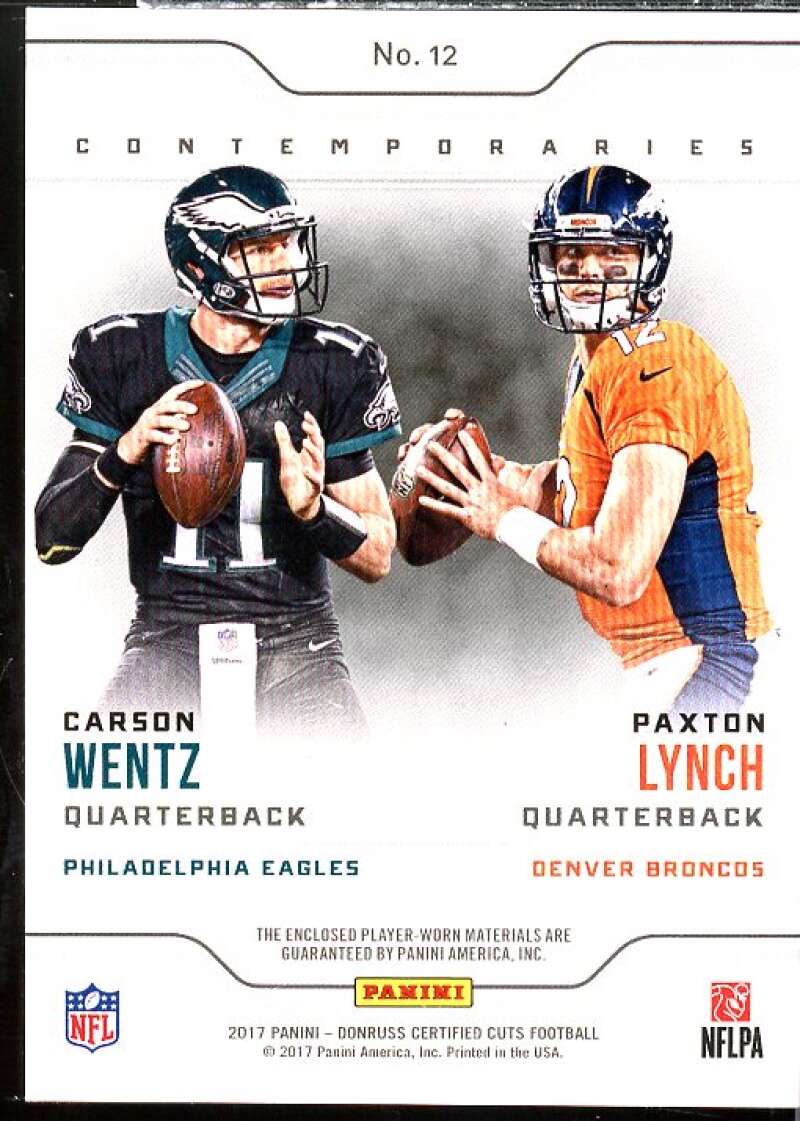 C. Wentz/Paxton Lynch 2017 Certified Cuts Contemporaries Dual Memorabilia #12  Image 2