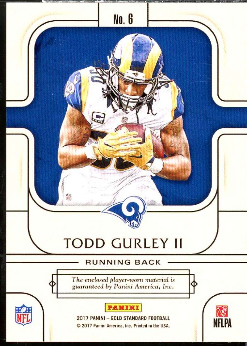 Todd Gurley II Card 2017 Panini Gold Standard Gold Rush Materials Prime #6  Image 2