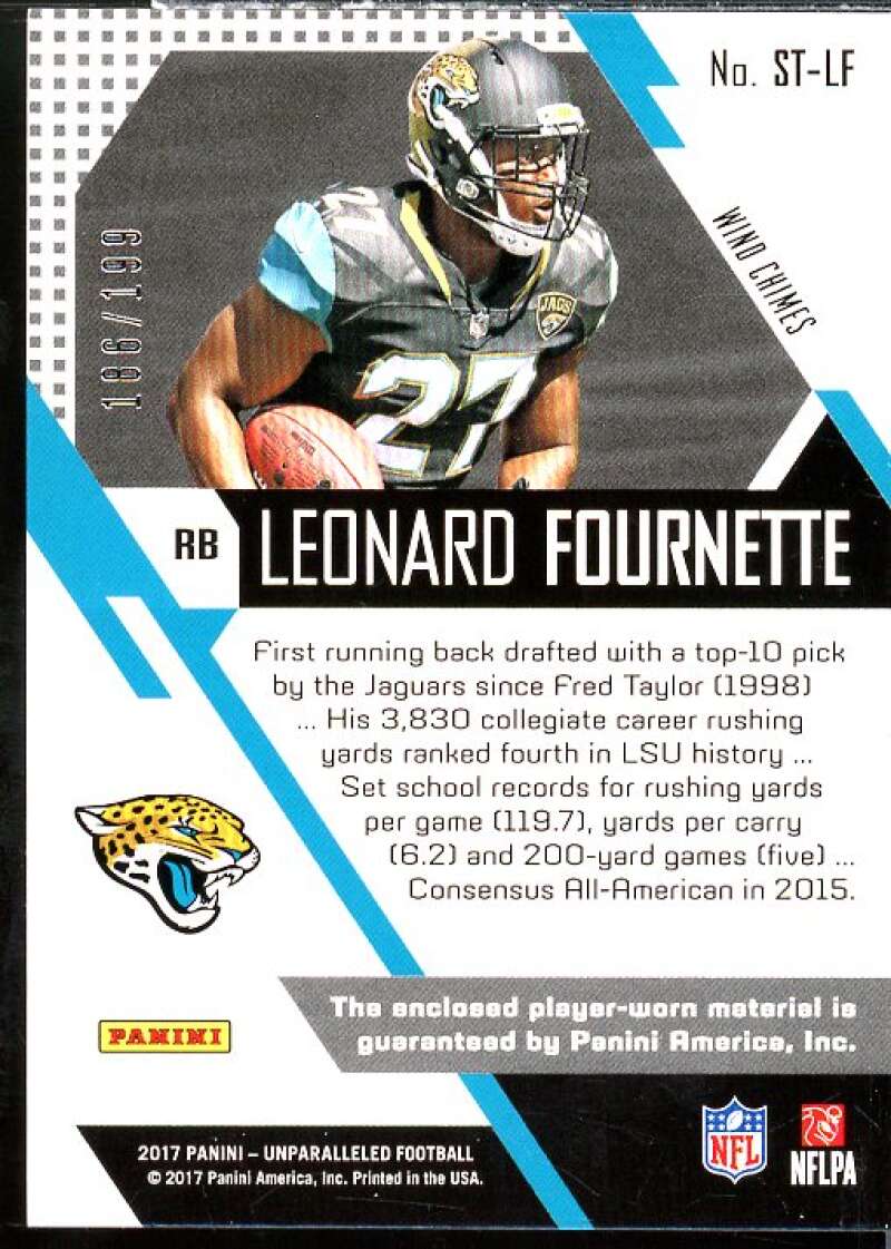 Leonard Fournette Card 2017 Panini Unparalleled Rookie Stitches Dual Jerseys #4  Image 2