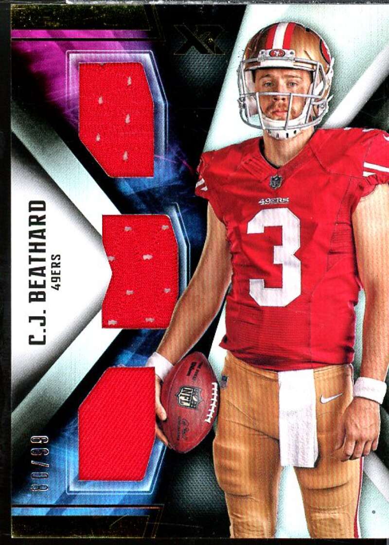 C.J. Beathard Rookie Card 2017 Panini XR Rookie Triple Threats Materials #6  Image 1