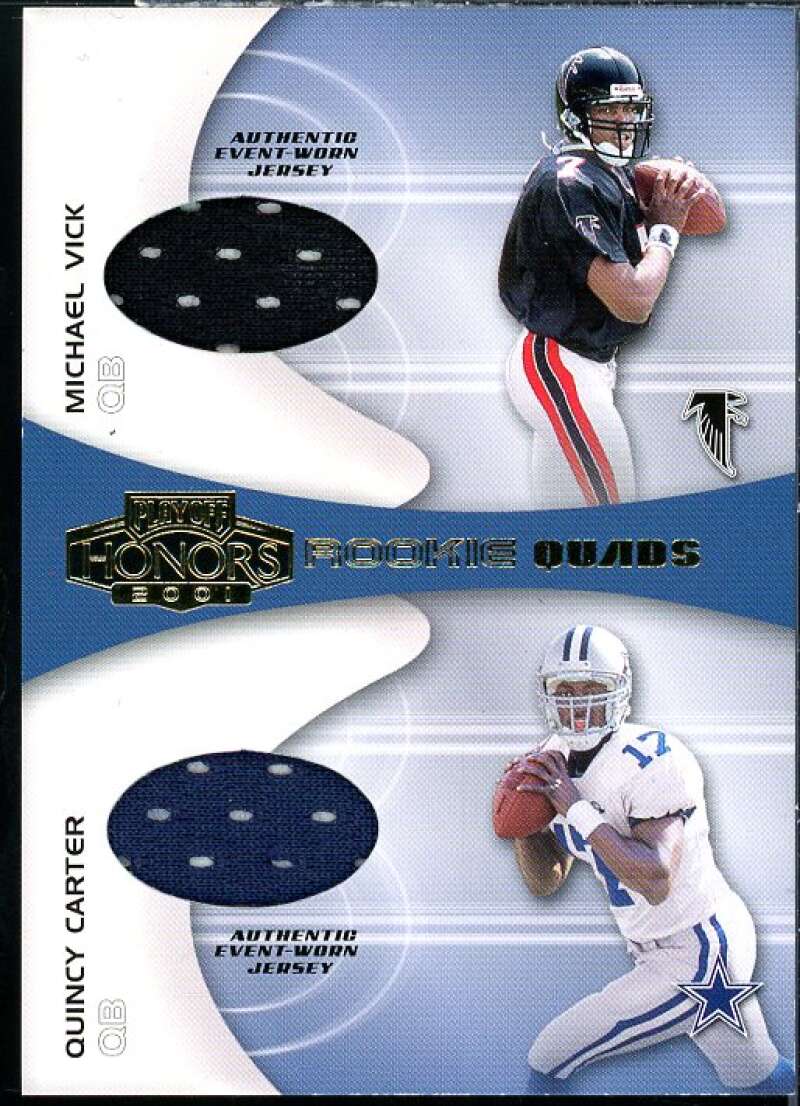 Michael Vick/Carter/Weinke/McMahon 2001 Playoff Honors Rookie Quad Jerseys #RQ1  Image 1