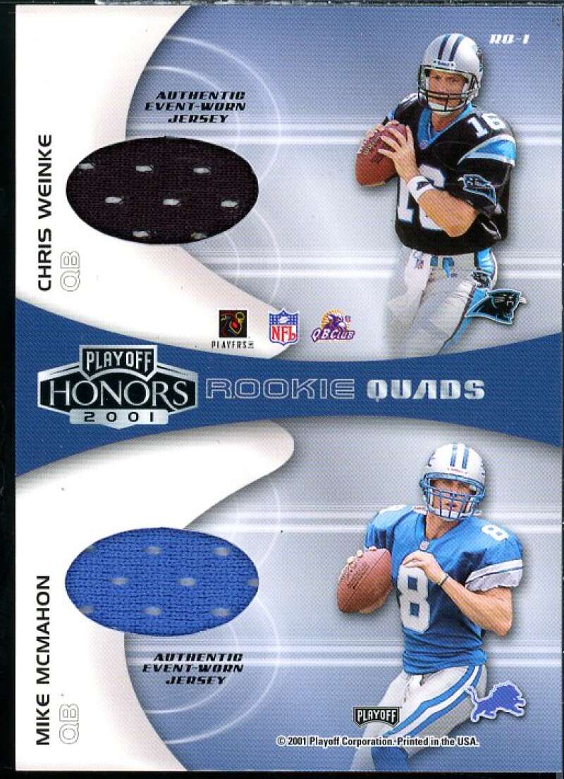 Michael Vick/Carter/Weinke/McMahon 2001 Playoff Honors Rookie Quad Jerseys #RQ1  Image 2