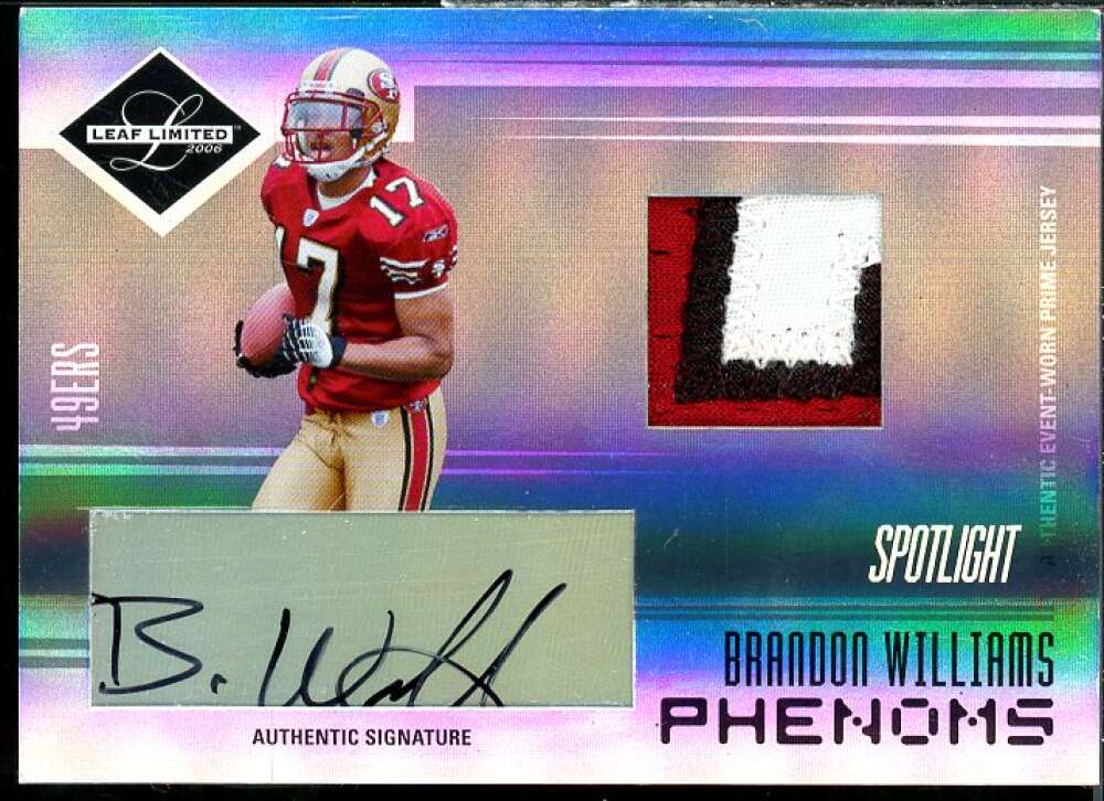 Brandon Williams JSY AU Card 2006 Leaf Limited Silver Spotlight #277  Image 1