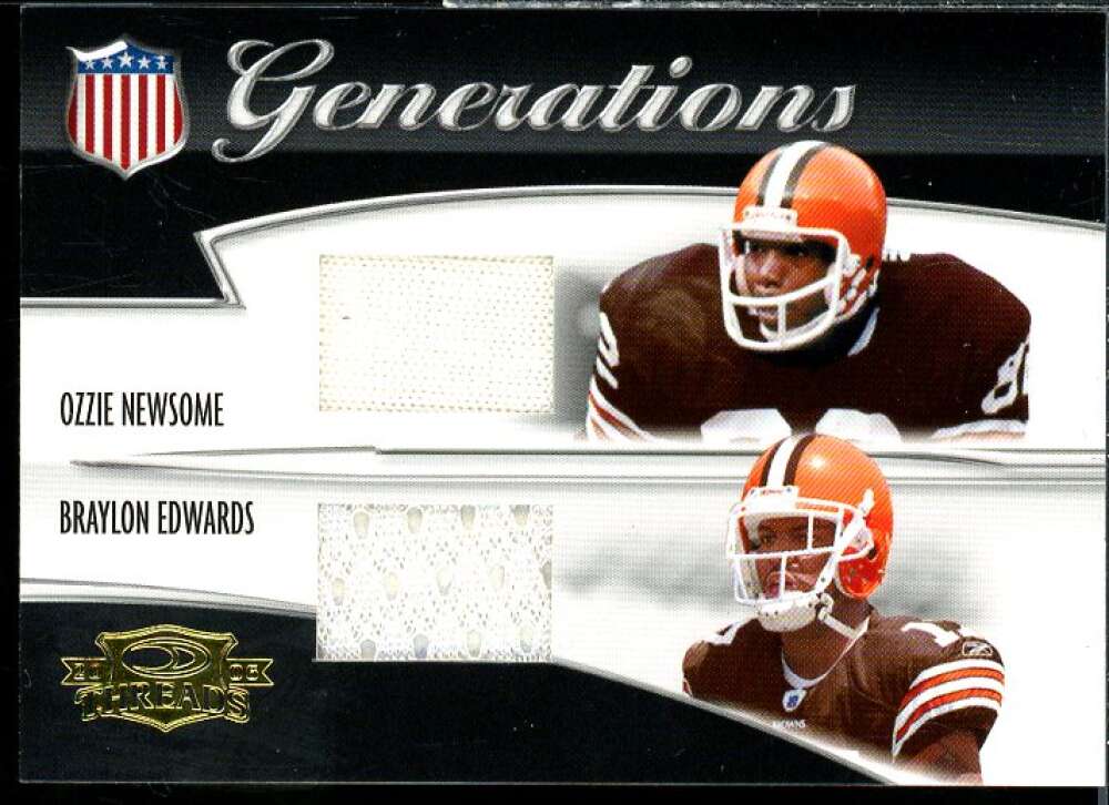 Ozzie Newsome/Braylon Edwards 2006 Donruss Threads Generations Materials #4  Image 1