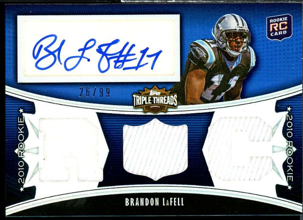 Brandon LaFell JSY AU Rookie Card 2010 Topps Triple Threads #120A  Image 1