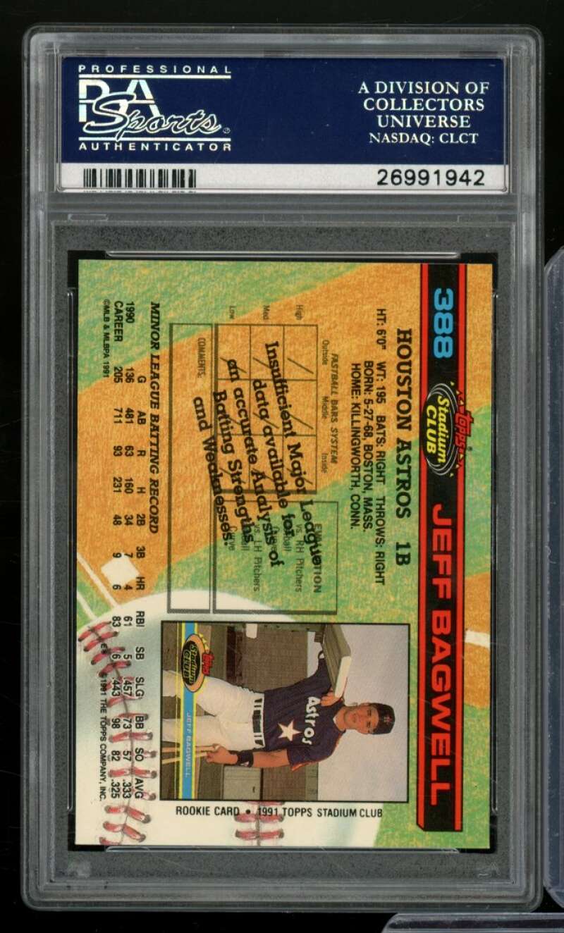 Jeff Bagwell Rookie Card 1991 Stadium Club #388 PSA 10 Image 2