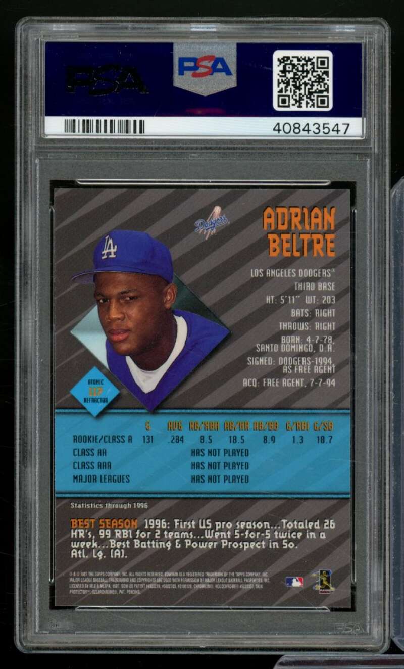 Adrian Beltre Rookie Card 1997 Bowman's Best Atomic Refractor #117 PSA 9 Image 2