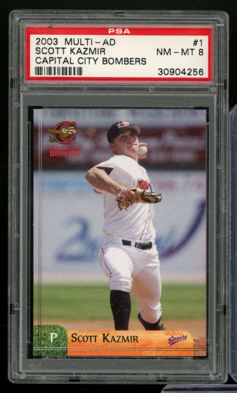 Scott Kazmir Rookie Card 2003 Multi-Ad #1 PSA 8 Image 1