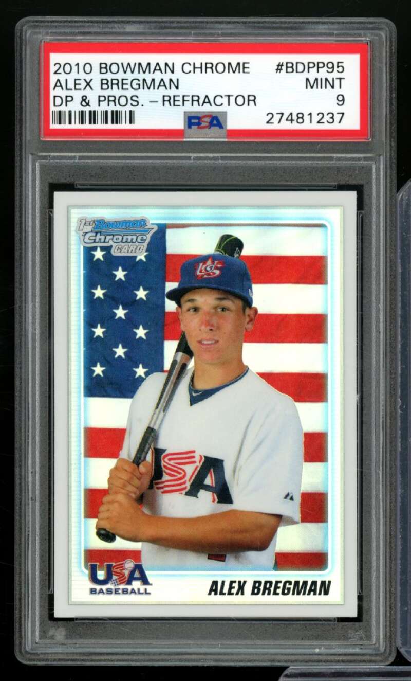 Alex Bregman Rookie Card 2010 Bowman Chrome DP Refractor #BDPP95 PSA 9 Image 1