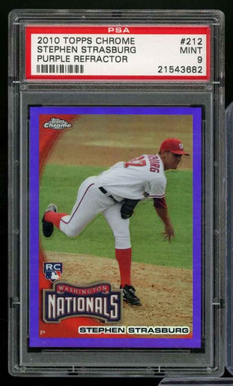 Stephen Strasburg Rookie Card 2010 Topps Chrome Purple Refractor #212 PSA 9 Image 1