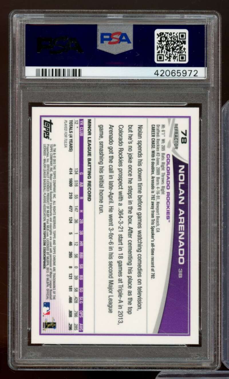 Nolan Arenado Rookie Card 2013 Topps Chrome Xfractor #78 PSA 9 Image 2