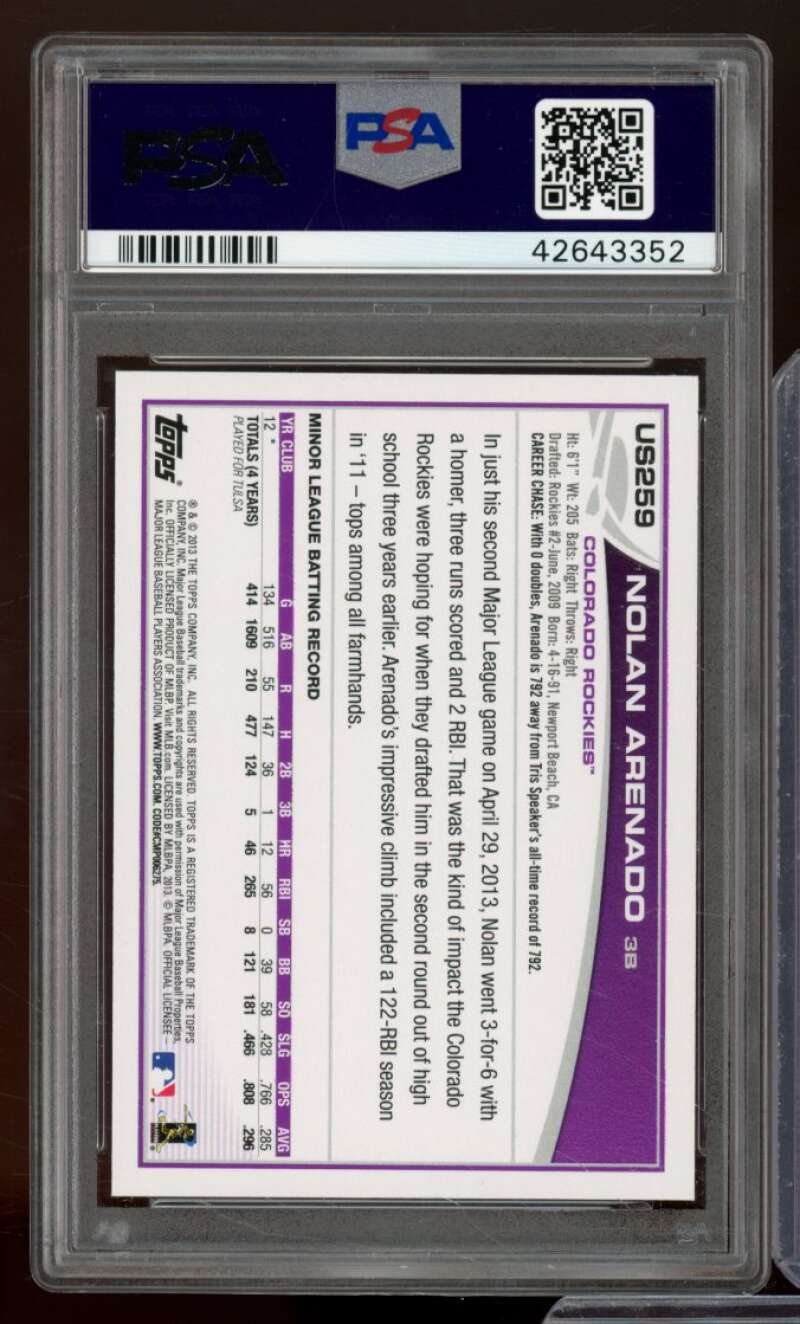 Nolan Arenado Rookie Card 2013 Topps Update Target Red Border #US259 PSA 9 Image 2