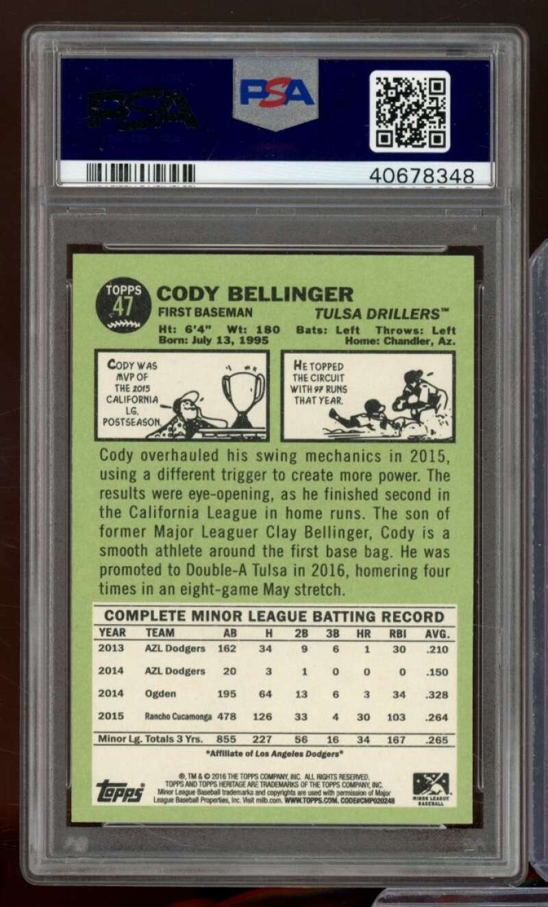 Cody Bellinger Rookie Card 2016 Topps Heritage #47 PSA 10 Image 2